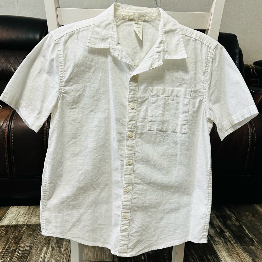 White Casual Button Down Shirt with Short Sleeves (Boys)